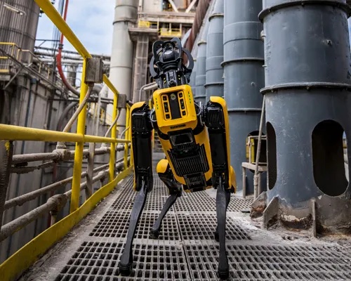 GSIROBO quadruped robot performing industrial inspection in a facility
